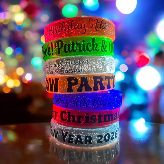 Personalized LED Party Bracelets with Custom 3D Text for Events and Celebrations