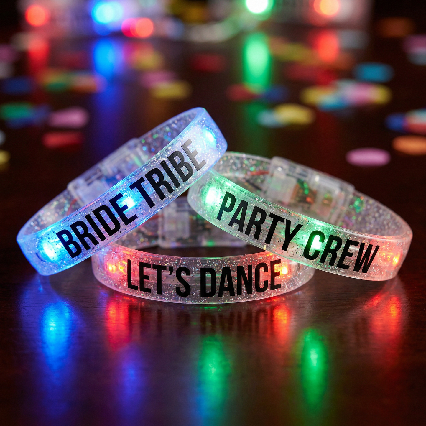 Personalized LED Party Bracelets with Custom 3D Text for Events and Celebrations