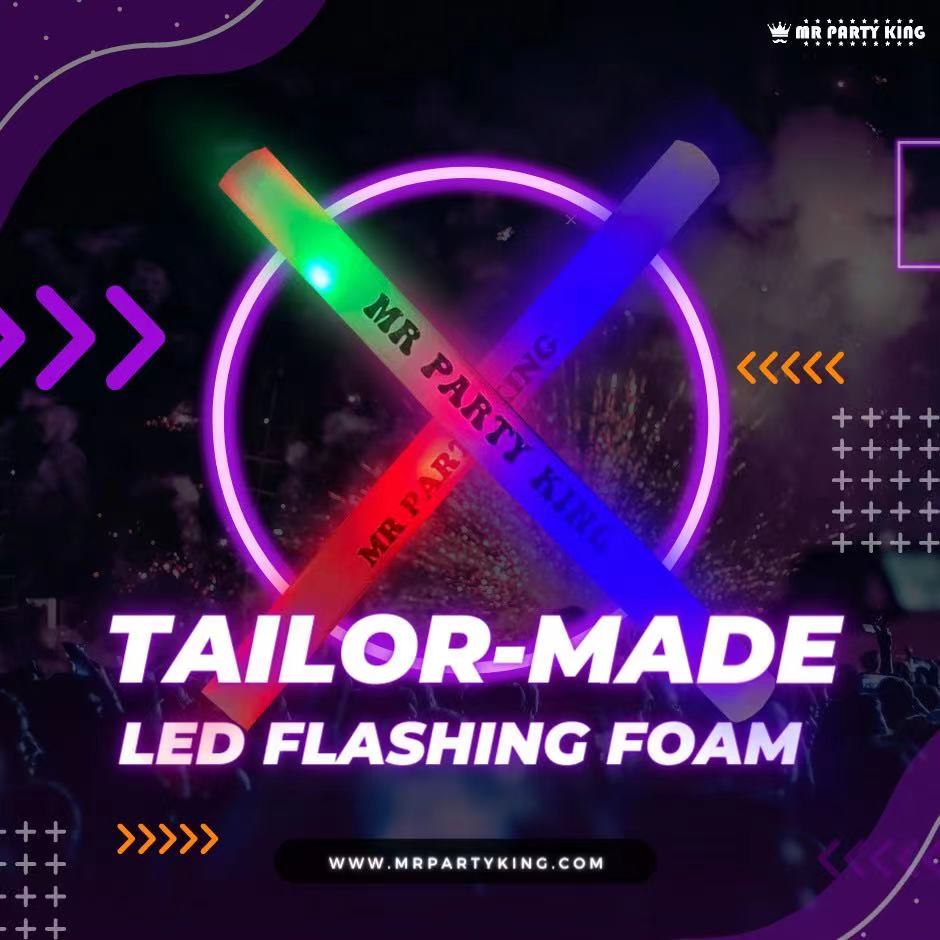 100 PCS Light Up Foam Sticks LED Wands Batons DJ Flashing Glow 18